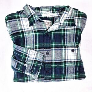 J. Crew Green Plaid Midweight Brushed Flannel Long Sleeve Button Down Shirt